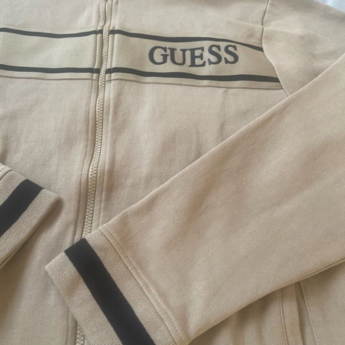Guess men's zip-up sweatshirt XL used, beige and black