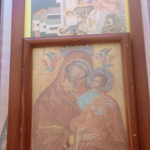 Orthodox icons used, pack of 3 with wooden frames