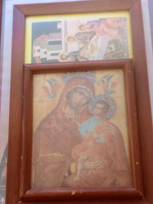 Orthodox icons used, pack of 3 with wooden frames