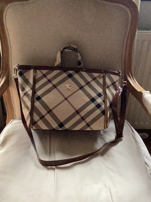 Plaid shoulder bag new, beige and brown with gold details