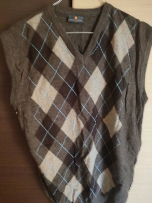 Men's checked brown sweater like new, size Large
