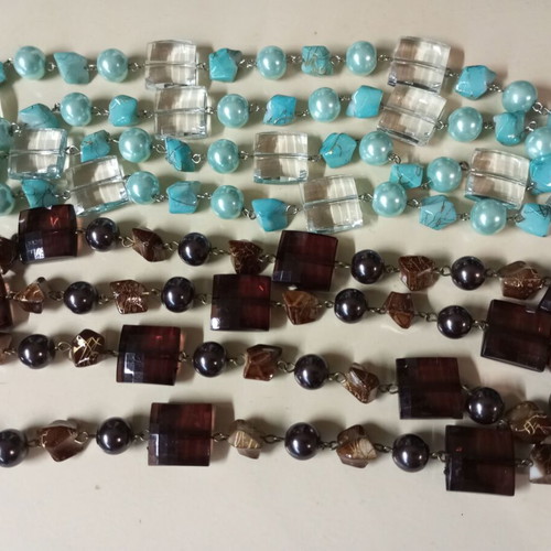 Fashion jewelry necklaces like new in brown and turquoise shades