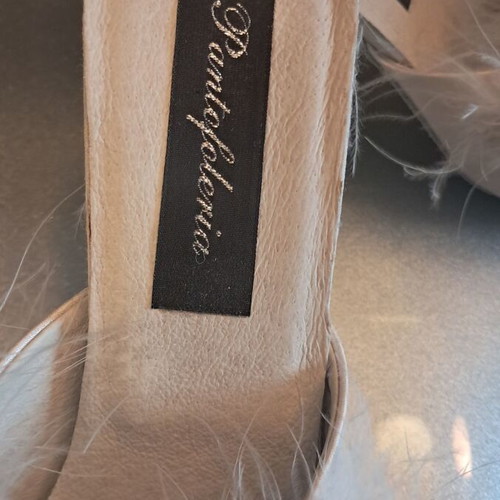 Satin bridal slippers with feathers and heel new size 40
