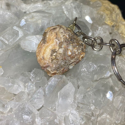 Key Chain Handmade with Natural Raw Agate new, orange