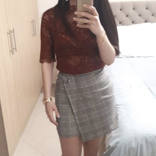 Zara women's blouse like new, lace dark terracotta size M