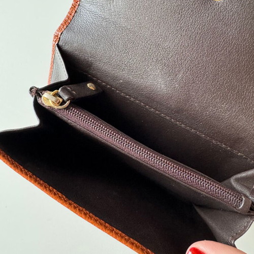 Loewe Leather Wallet used brown with Anagram logo