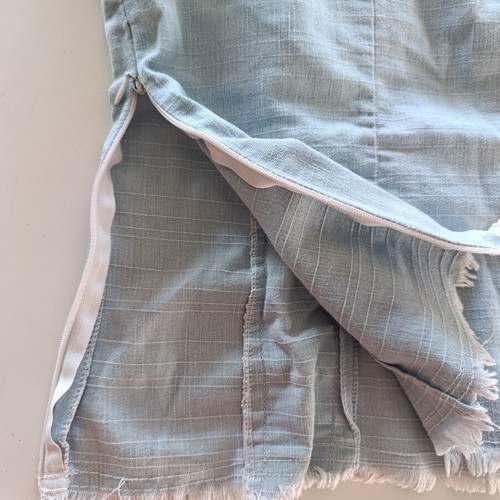 Vintage crop top corset style large turquoise cotton denim like new