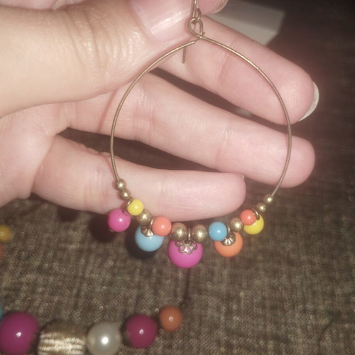 Colorful necklace and earrings set