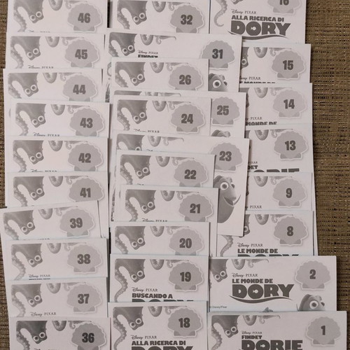 Finding Dory Panini stickers used, 107 pieces