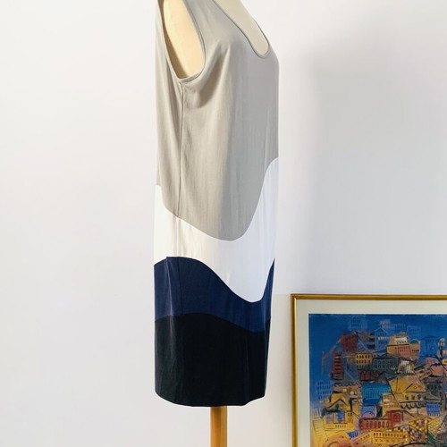 Stelios Koudounaris dress new, straight cut, black and beige, size M