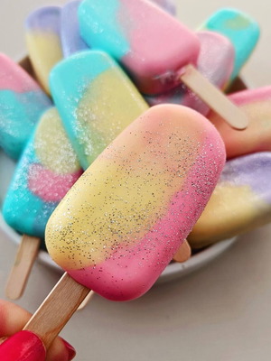 Soap ice cream stick new with glitter and Tropical Fruits scent