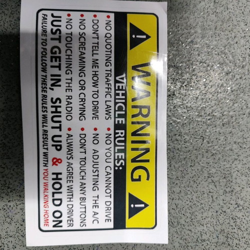 Sticker for passenger side mirror inside new