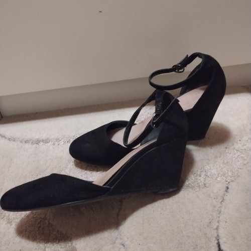 Black Wedge Platforms with Ankle Strap used, size 37