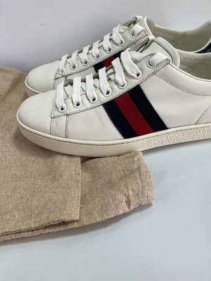 Gucci Ace δερμάτινα αθλητικά παπούτσια μεταχειρισμένα, μέγεθος 37, λευκά