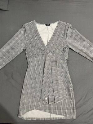 Checked dress like new, gray, size M
