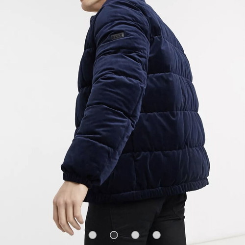 DKNY Velvet Puffer Jacket used men's size L, dark blue