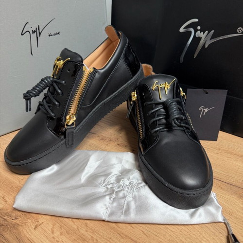 Παπούτσια Giuseppe Zanotti Νέα Μαύρα Δερμάτινα Αθλητικά