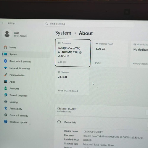 Dell Latitude E6540 15.6" laptop with 8GB RAM and 250GB SSD