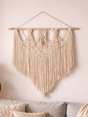 Makramé wall hanging new, cream color