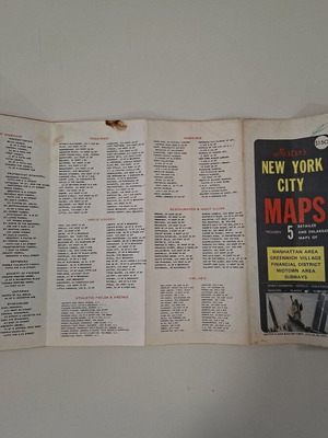 Vintage New York City map used from Nester's Map & Guide Corp.