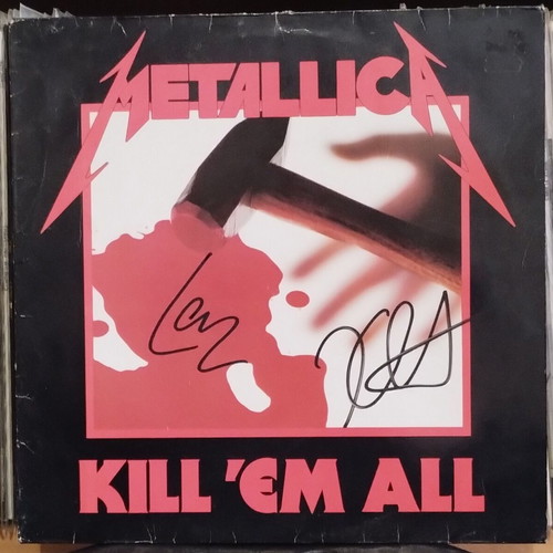 Metallica Kill 'Em All LP μεταχειρισμένο, επανέκδοση 1989 με υπογραφές