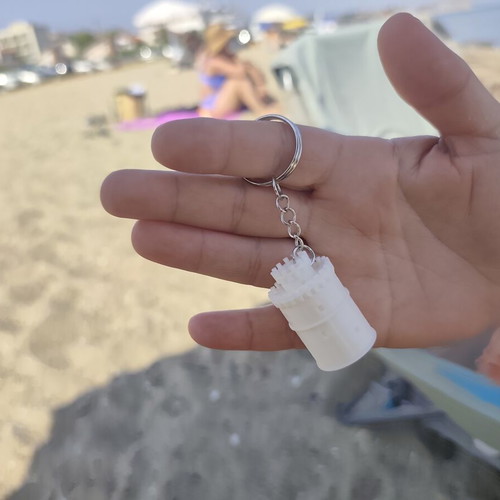3D Printed Keychain White Tower with Screw Cap new