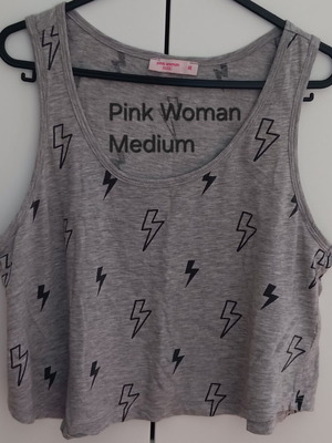 Pink Woman sleeveless top medium, like new, black and grey