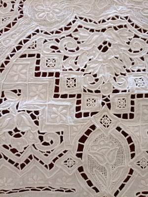 Cutwork white tablecloth 80 by 80 new