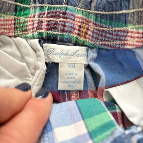 Ralph Lauren checked bermuda with belt, size 18 months, like new