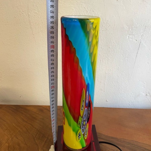 Modern lamp with blown glass cylinder like new