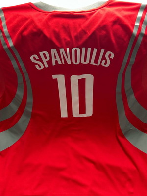 Αυθεντική εμφάνιση Adidas Houston Rockets NBA με τύπωμα Βασίλη Σπανούλη Large σαν καινούργιο