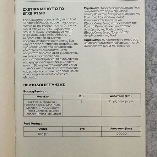 Ford Genuine Service Book like new, Greek 2011-2019
