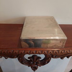 Antique silver-plated cigar box with rosewood like new