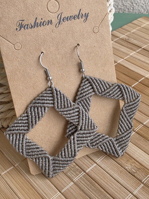 Σκουλαρίκια Macrame σαν καινούργια, υποαλλεργικά, μπεζ