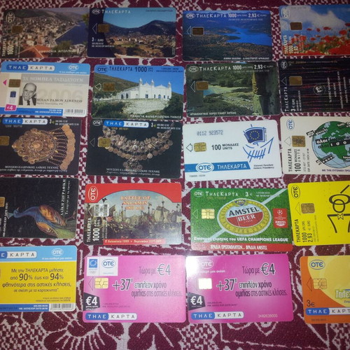 Phone cards used, pack of 20 pieces