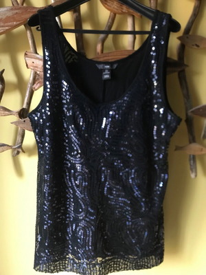 Αμάνικο top με παγιέτα H&M σαν καινούργιο, μαύρο, μέγεθος S