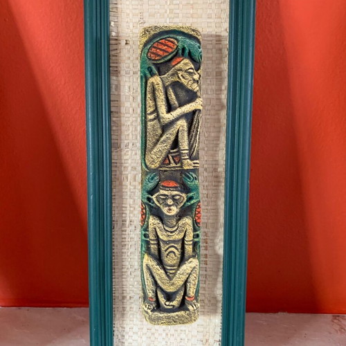 Handmade wooden frames with embossed exotic figures from Bali