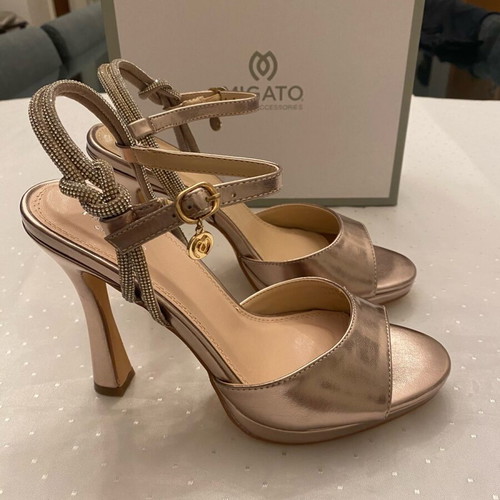 Migato evening sandals new, gold with rhinestones, size 39