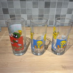 Looney Tunes collectible glasses like new, set of 3 pieces