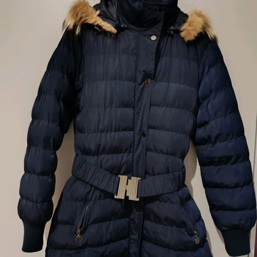 Edward Jeans blue jacket like new with detachable hood and belt size L