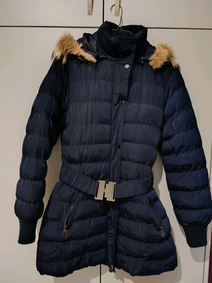 Edward Jeans blue jacket like new with detachable hood and belt size L