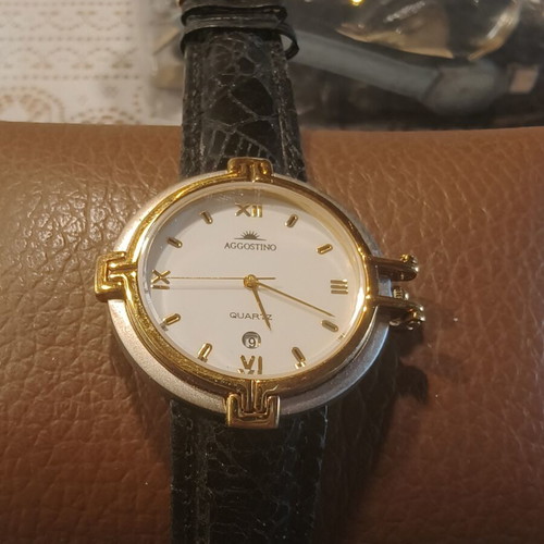 Aggostino Vintage Quartz Watch, Two-Tone, Date Display