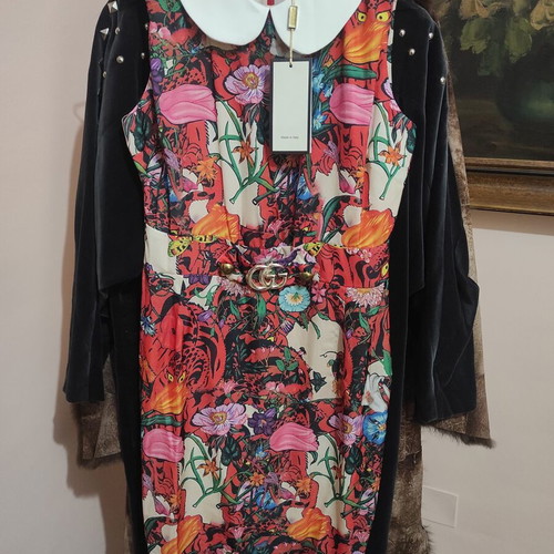 Gucci vintage dress new with tags, colorful floral and leopard print