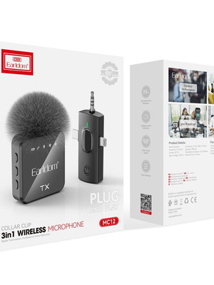 Επαγγελματικό μικρόφωνο bluetooth Earldom MC12 καινούργιο με θύρα Type C και Lightning