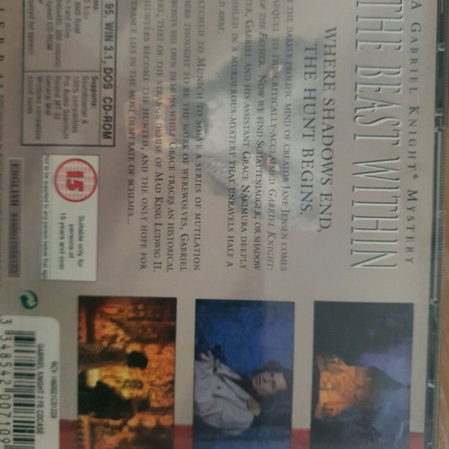 The Beast Within Gabriel Knight PC used, Windows 3/DOS