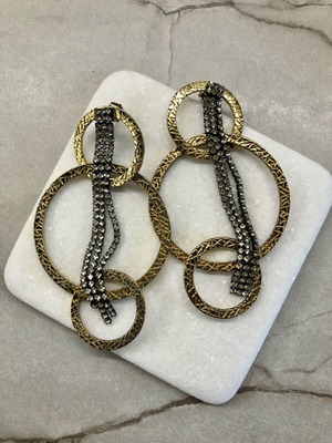 Zara Gold Statement Hoop Earrings with Crystals like new