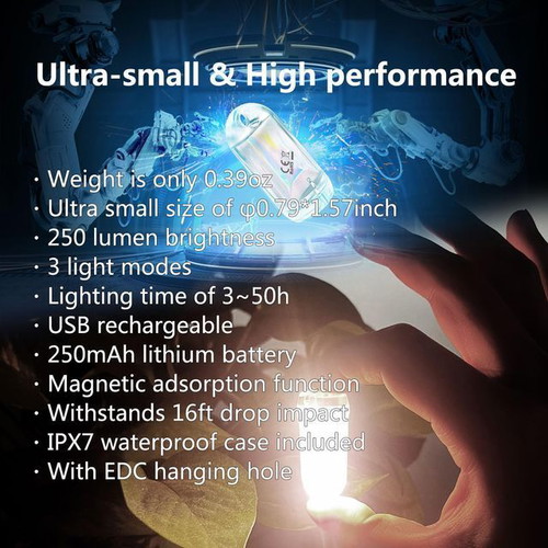USB Rechargeable LED Keychain Flashlights Pack of 2 Waterproof EDC