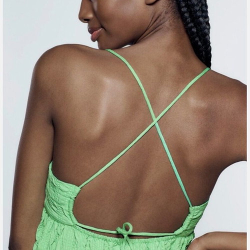 Zara green textured maxi dress size large new