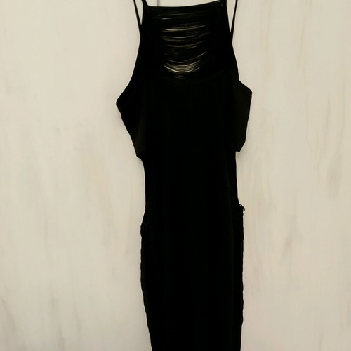 Anel short black evening dress with fringes and cutouts like new
