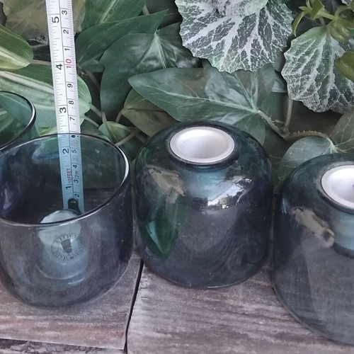 Set of 4 glass double-sided candle holders in Scandinavian style, like new
